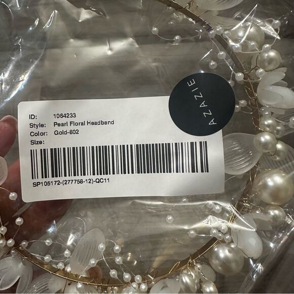 Azazie Elegant Gold and White Pearl Hairpiece NEW - Picture 5 of 7